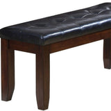 48" Black and Espresso Upholstered Faux Leather Bench - Homeroots