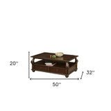50" Dark Brown Solid Wood Coffee Table With Two Drawers And Shelf - Homeroots - Flyclothing LLC