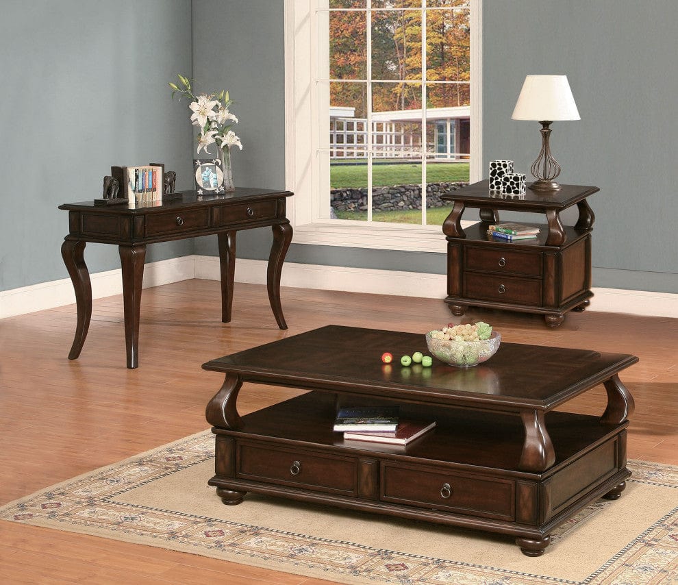 26" Brown Solid Wood Square End Table With Two Drawers And Shelf - Homeroots - Flyclothing LLC