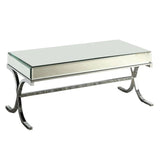 42" X 21" X 19" Mirrored Top And Chrome Coffee Table - Homeroots