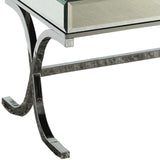 42" X 21" X 19" Mirrored Top And Chrome Coffee Table - Homeroots