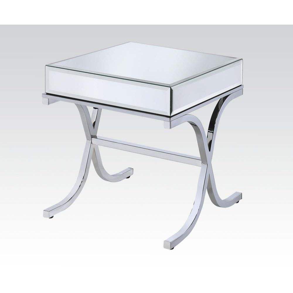 22" Silver And Clear Glass Square Mirrored End Table - Homeroots - Flyclothing LLC