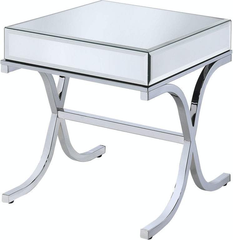 22" Silver And Clear Glass Square Mirrored End Table - Homeroots - Flyclothing LLC