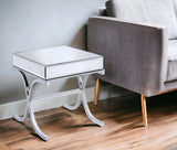 22" Silver And Clear Glass Square Mirrored End Table - Homeroots