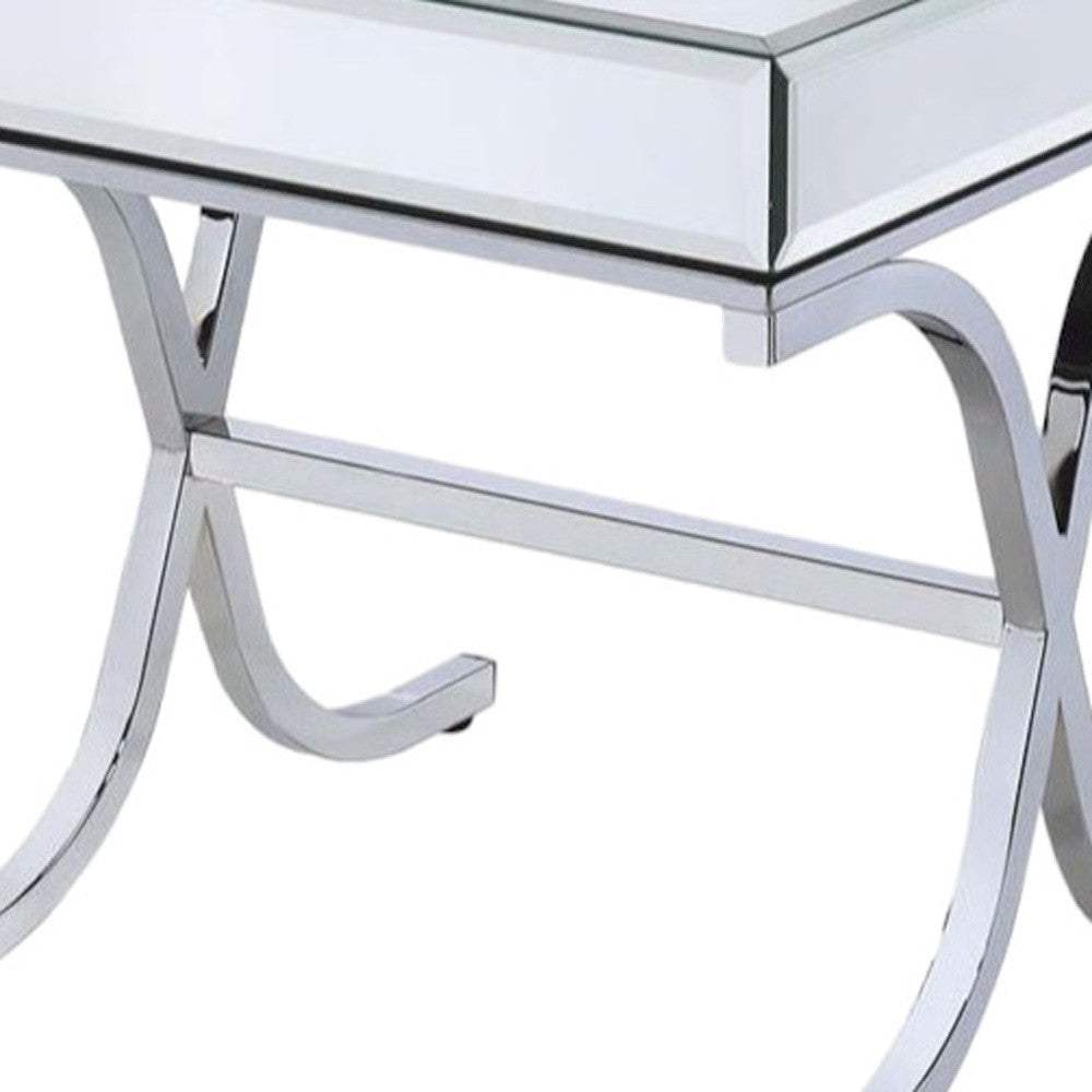 22" Silver And Clear Glass Square Mirrored End Table - Homeroots - Flyclothing LLC