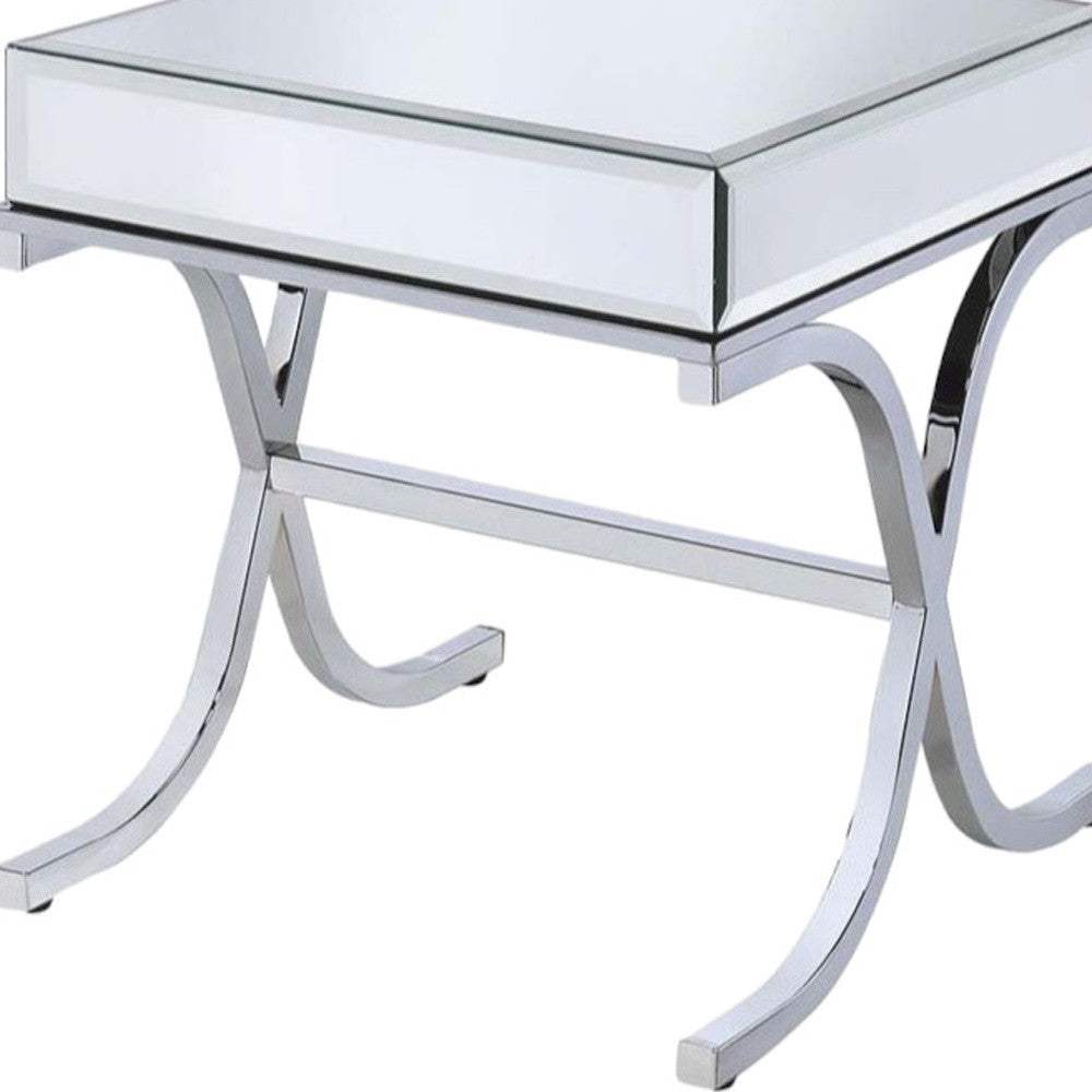 22" Silver And Clear Glass Square Mirrored End Table - Homeroots - Flyclothing LLC