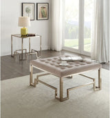 36" Champagne Cotton Blend Cocktail Ottoman - Homeroots - Flyclothing LLC
