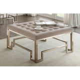 36" Champagne Cotton Blend Cocktail Ottoman - Homeroots - Flyclothing LLC
