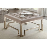 36" Champagne Cotton Blend Cocktail Ottoman - Homeroots