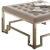 36" Champagne Cotton Blend Cocktail Ottoman - Homeroots - Flyclothing LLC