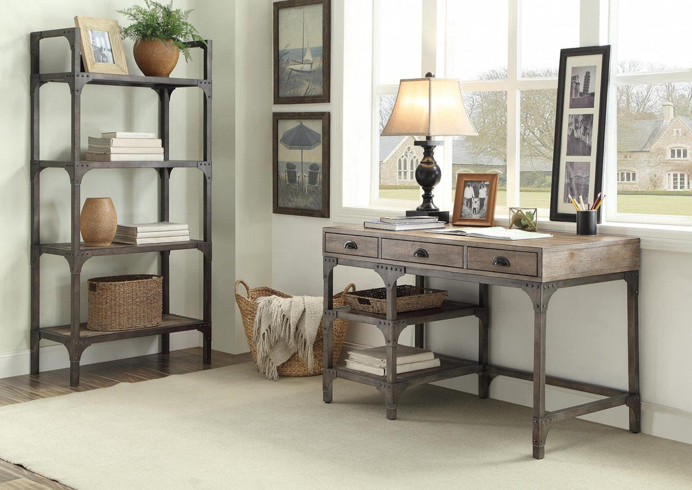 47" Natural and Gray Writing Desk With Three Drawers - Homeroots - Flyclothing LLC
