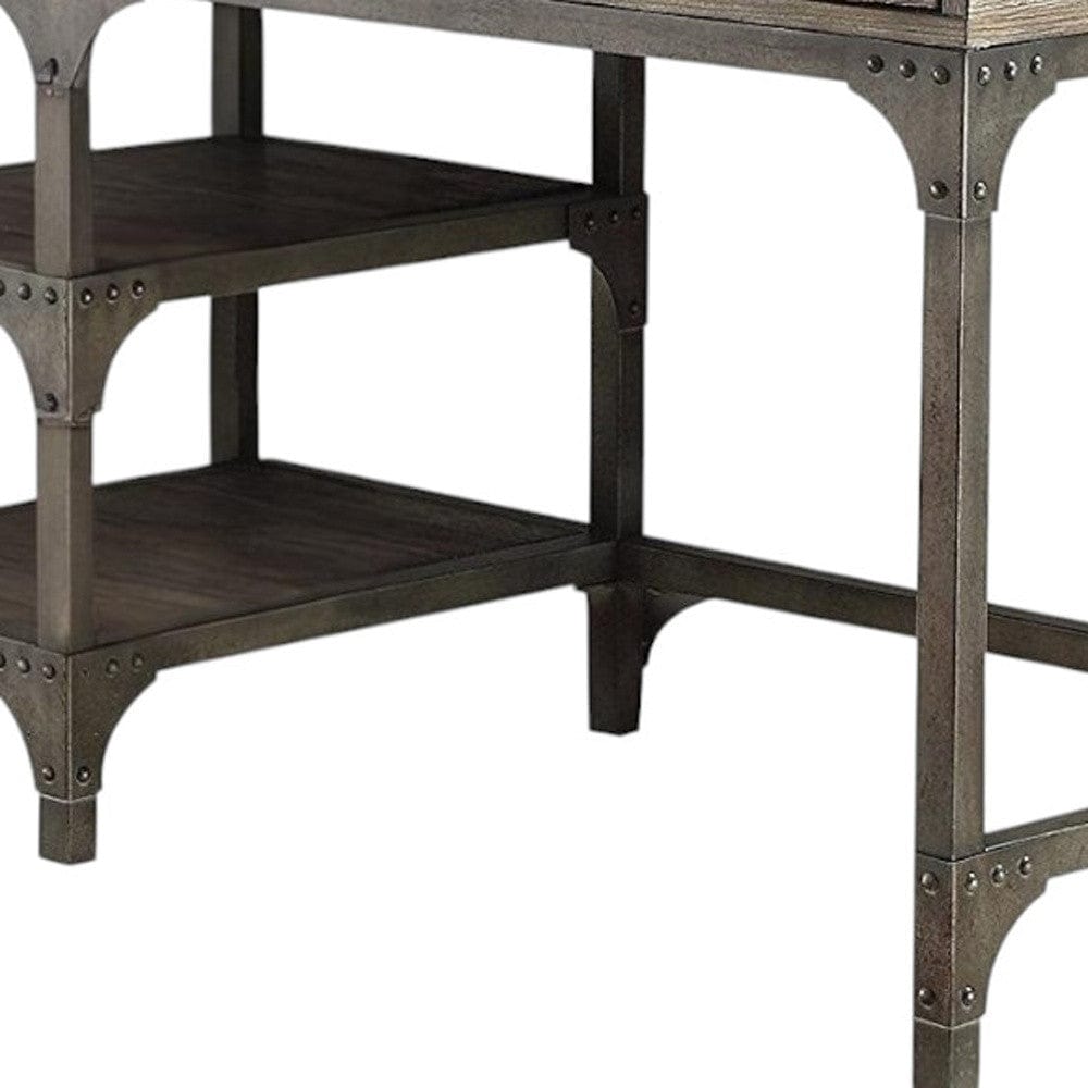 47" Natural and Gray Writing Desk With Three Drawers - Homeroots - Flyclothing LLC