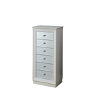 38" White Six Drawer Wood and Mirrored Glass Jewelry Armoire - Homeroots