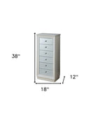 38" White Six Drawer Wood and Mirrored Glass Jewelry Armoire - Homeroots - Flyclothing LLC
