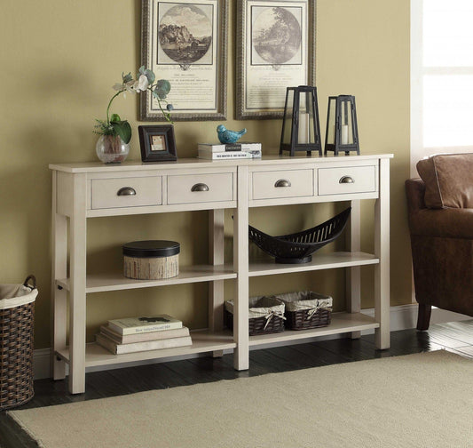 72" Cream Solid Wood Console Table - Homeroots