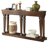 72" Oak Solid and Manufactured Wood Floor Shelf Console Table With Shelves - Homeroots - Flyclothing LLC