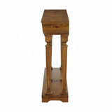 72" Oak Solid and Manufactured Wood Floor Shelf Console Table With Shelves - Homeroots