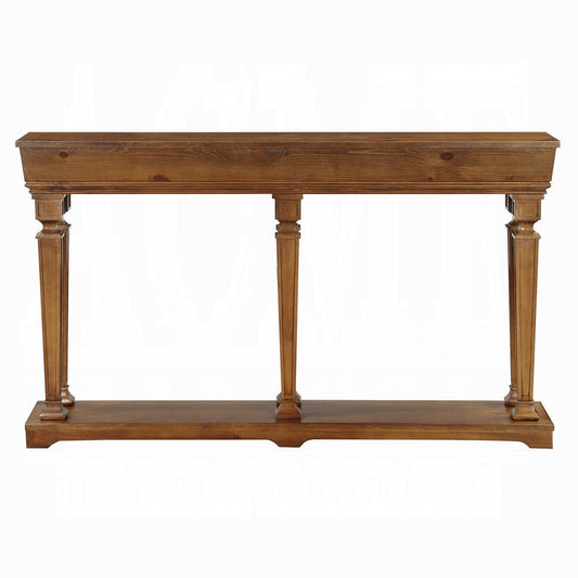 72" Oak Solid and Manufactured Wood Floor Shelf Console Table With Shelves - Homeroots