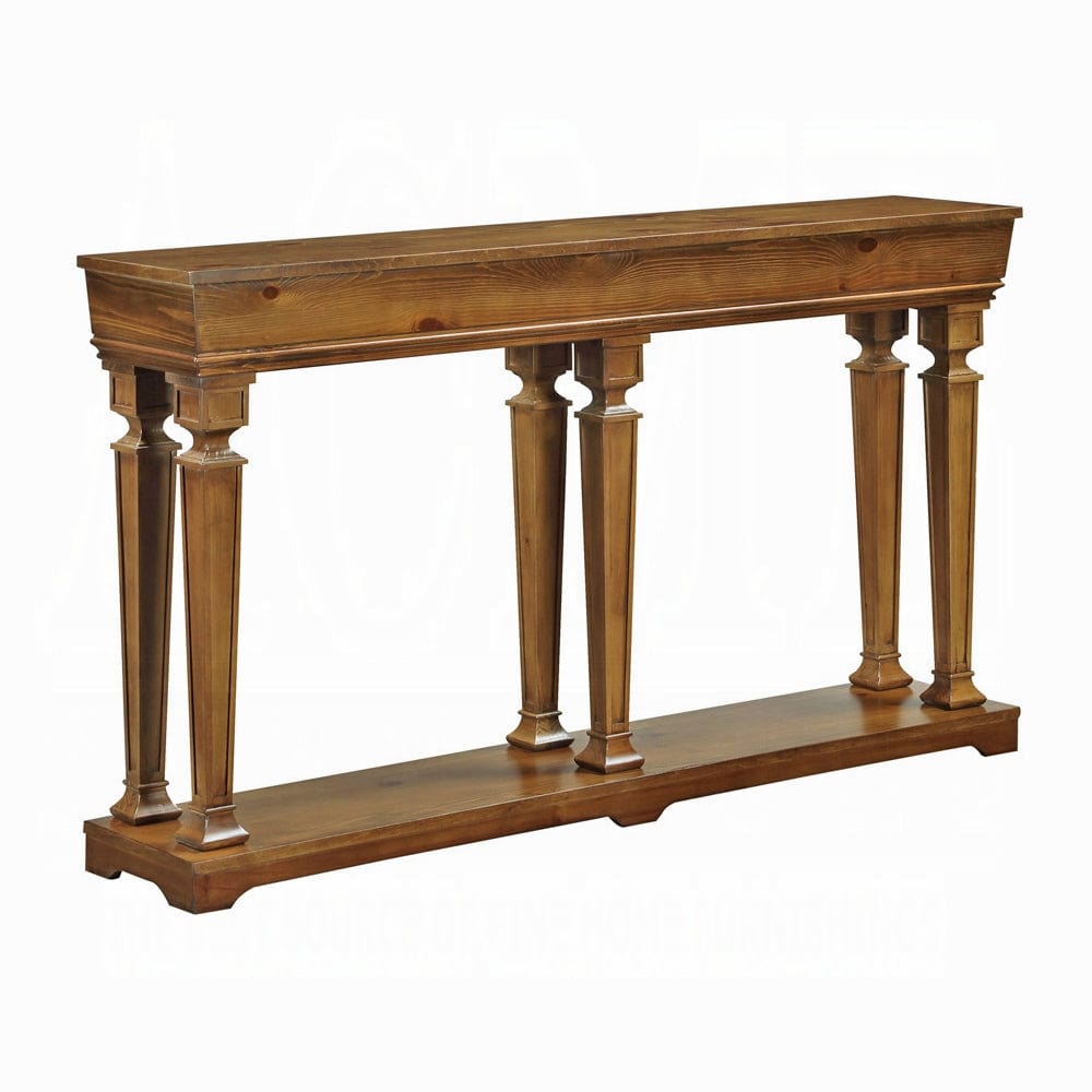 72" Oak Solid and Manufactured Wood Floor Shelf Console Table With Shelves - Homeroots - Flyclothing LLC