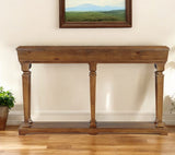 72" Oak Solid and Manufactured Wood Floor Shelf Console Table With Shelves - Homeroots