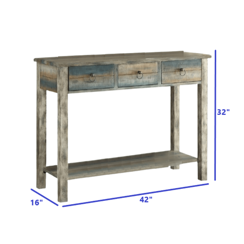 42" Blue and White Solid Wood Console Table - Homeroots - Flyclothing LLC