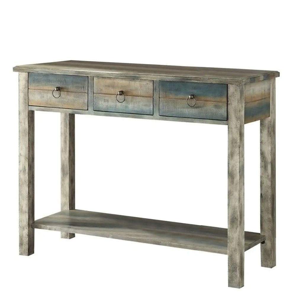 42" Blue and White Solid Wood Console Table - Homeroots - Flyclothing LLC