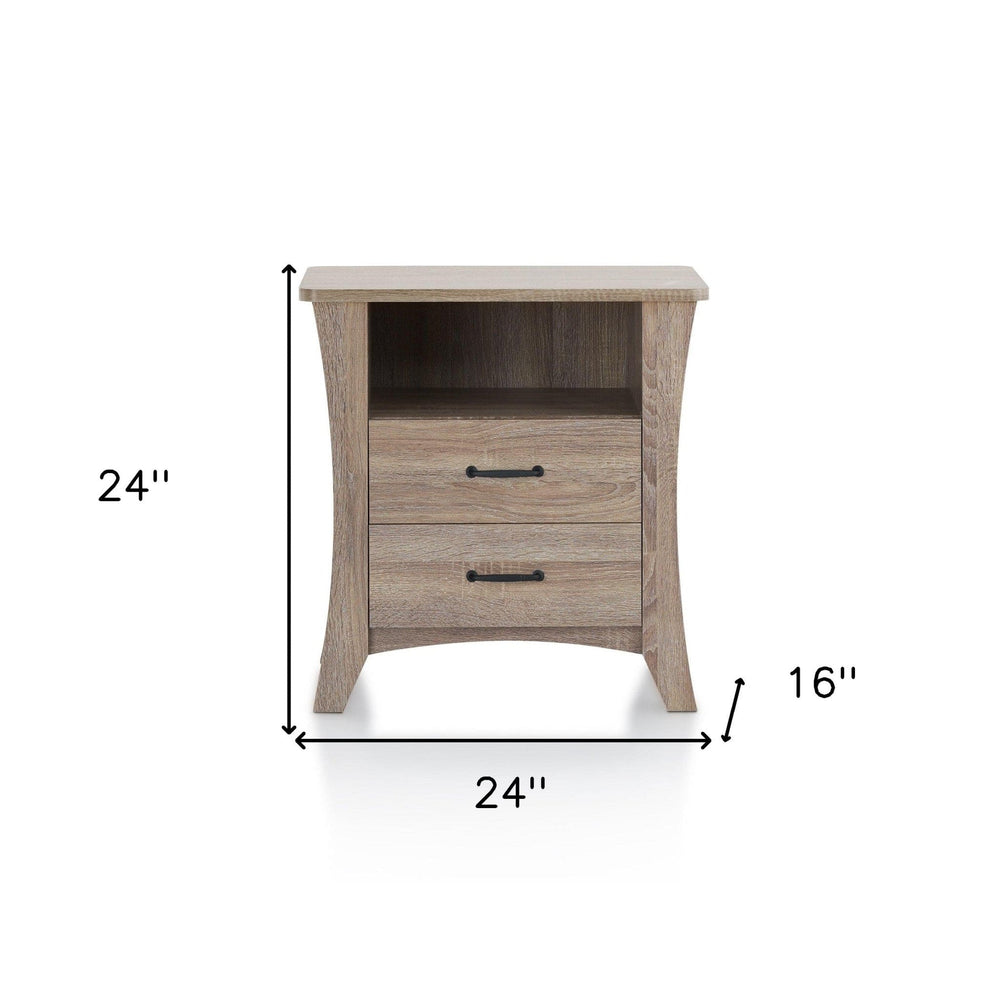 24" Brown Two Drawers Nightstand - Homeroots - Flyclothing LLC