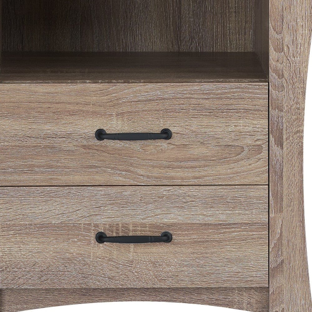 24" Brown Two Drawers Nightstand - Homeroots - Flyclothing LLC