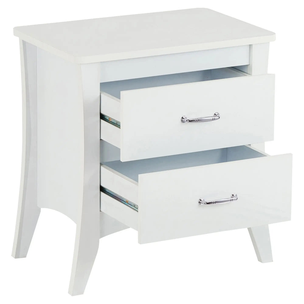 25" White Two Drawers Nightstand - Homeroots - Flyclothing LLC