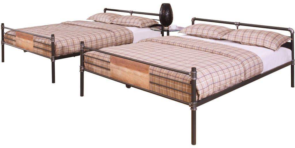 83" X 65" X 68" Sandy Black Dark Bronze Handbrushed Queen Over Queen Bunk Bed - Homeroots - Flyclothing LLC