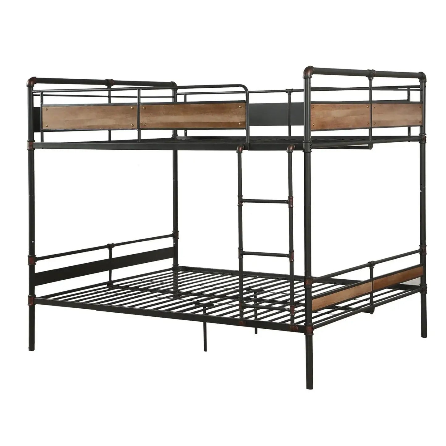 83" X 65" X 68" Sandy Black Dark Bronze Handbrushed Queen Over Queen Bunk Bed - Homeroots - Flyclothing LLC