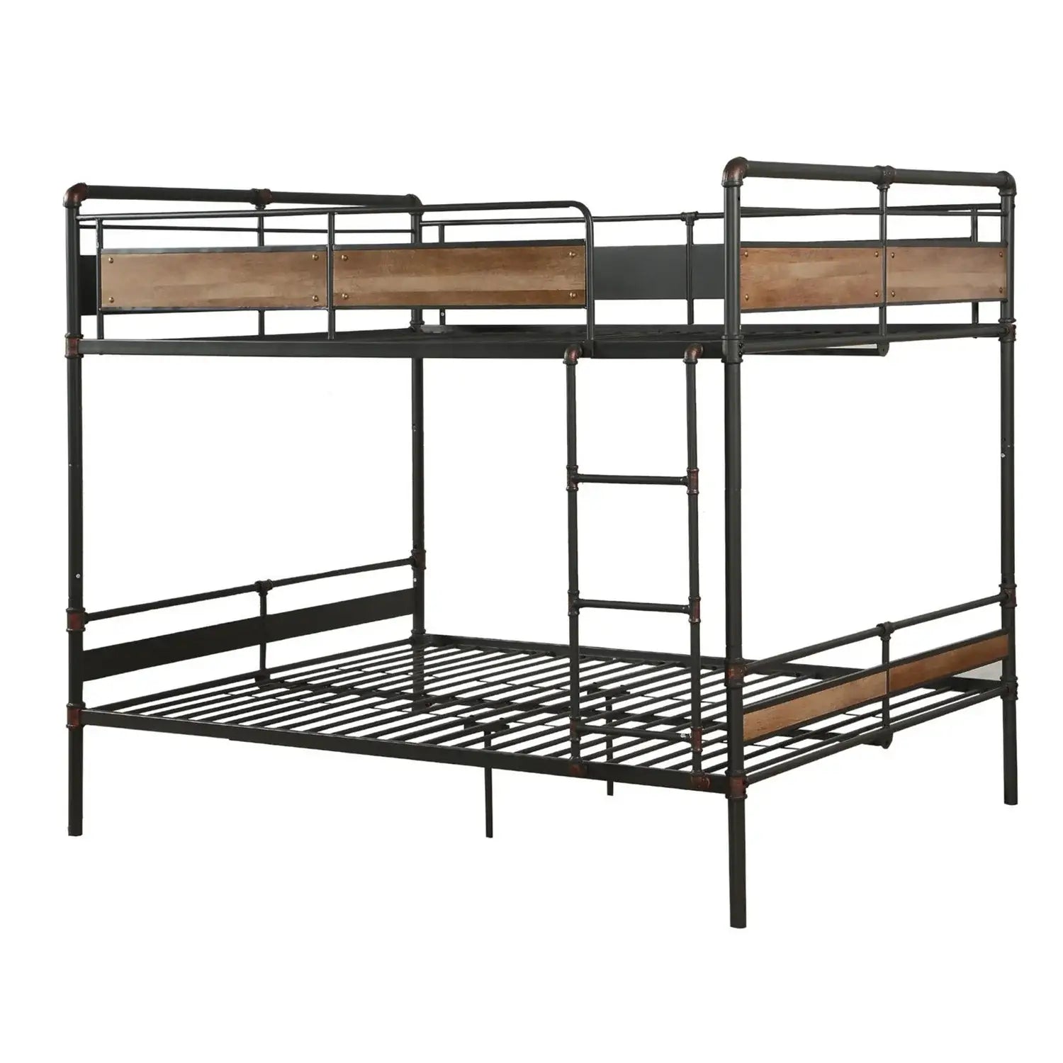 83" X 65" X 68" Sandy Black Dark Bronze Handbrushed Queen Over Queen Bunk Bed - Homeroots - Flyclothing LLC
