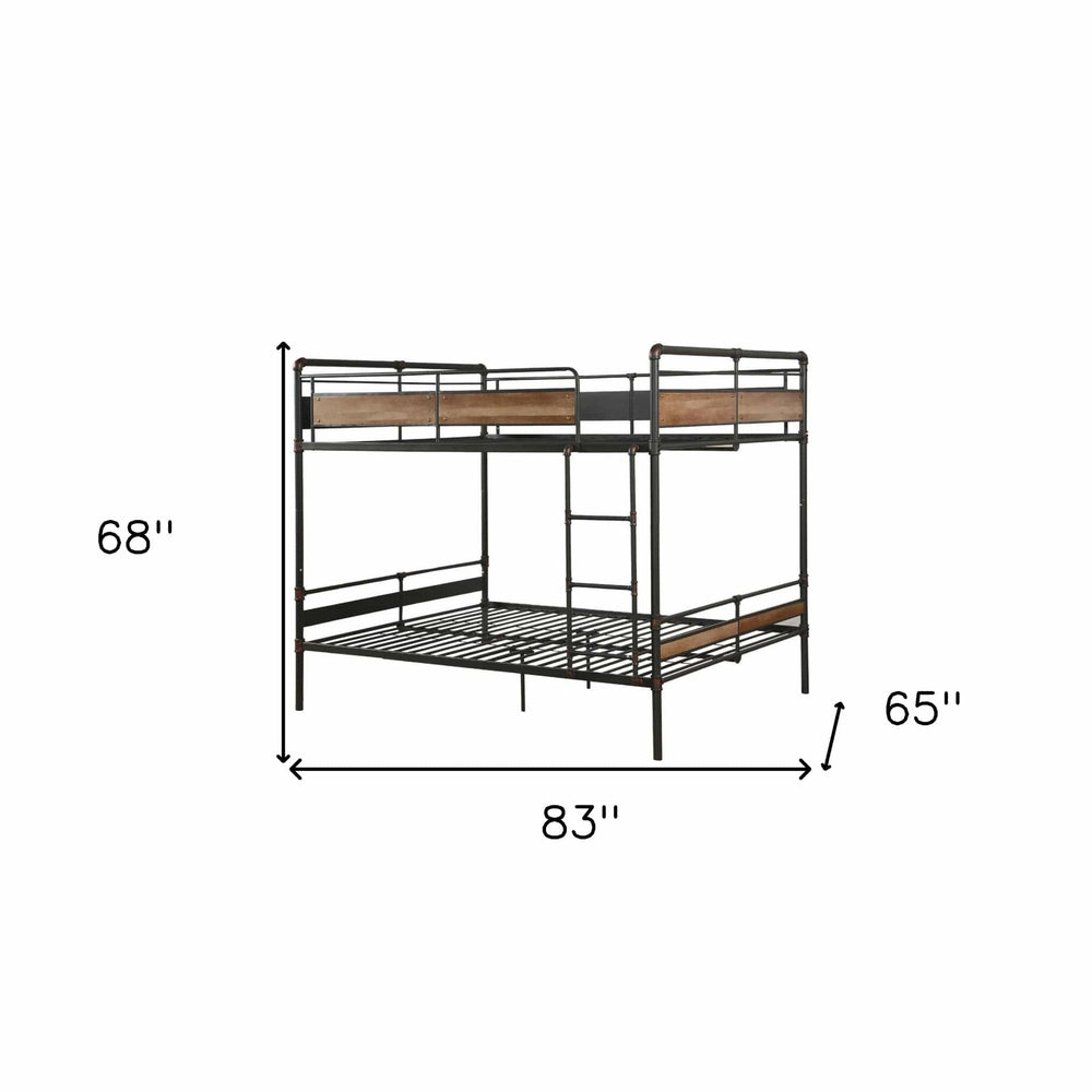 83" X 65" X 68" Sandy Black Dark Bronze Handbrushed Queen Over Queen Bunk Bed - Homeroots - Flyclothing LLC