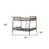 Dark Brown Full Industrial Metal Bunk Bed - Homeroots - Flyclothing LLC
