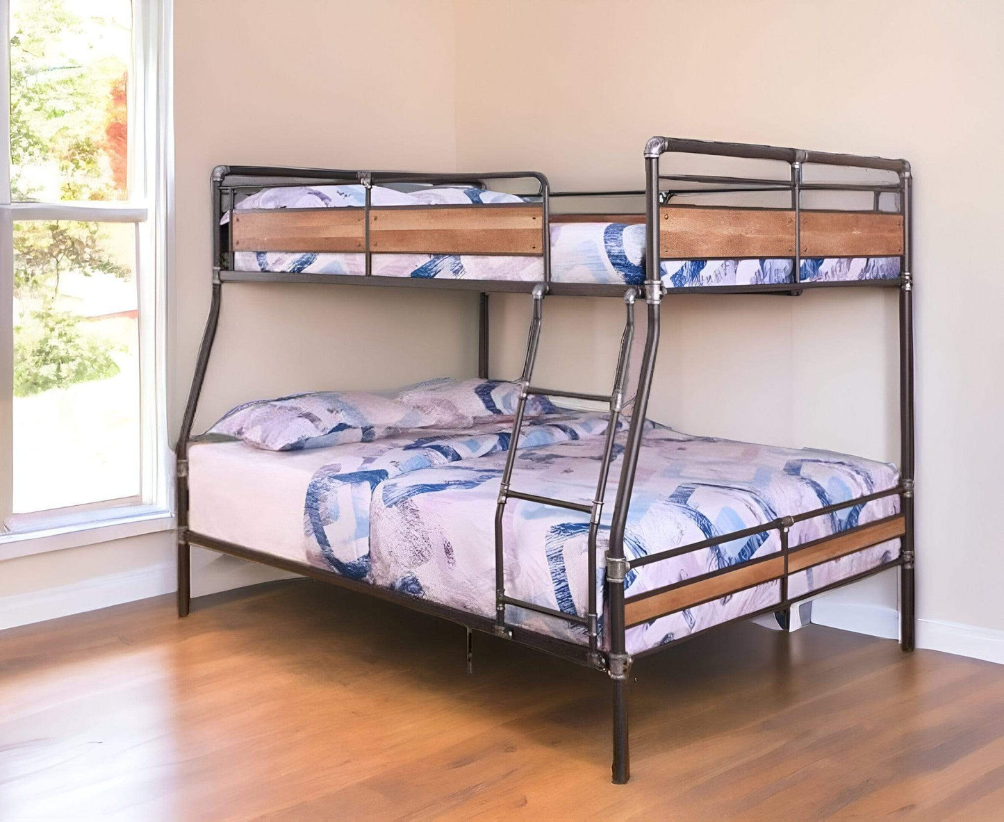 Dark Brown Full Industrial Metal Bunk Bed - Homeroots - Flyclothing LLC