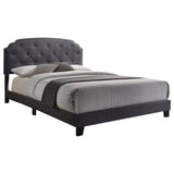 Queen Tufted Gray Upholstered Linen Bed With Nailhead Trim - Homeroots