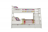95" X 56" X 65" Twin Over Full White Storage Ladder And Trundle Bunk Bed - Homeroots - Flyclothing LLC