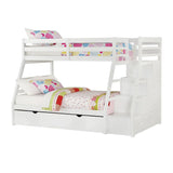 95" X 56" X 65" Twin Over Full White Storage Ladder And Trundle Bunk Bed - Homeroots - Flyclothing LLC