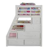 95" X 56" X 65" Twin Over Full White Storage Ladder And Trundle Bunk Bed - Homeroots - Flyclothing LLC