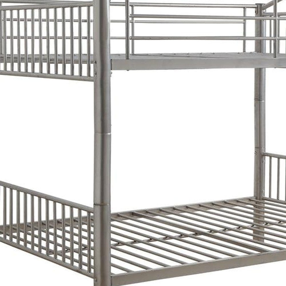 78" X 56" X 67" Silver Metal Full Over Full Bunk Bed - Homeroots