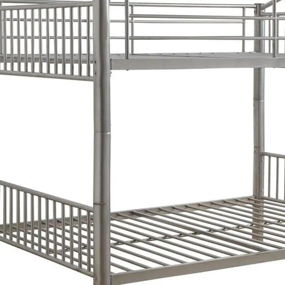 78" X 56" X 67" Silver Metal Full Over Full Bunk Bed - Homeroots - Flyclothing LLC
