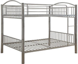 78" X 56" X 67" Silver Metal Full Over Full Bunk Bed - Homeroots
