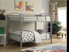 78" X 56" X 67" Silver Metal Full Over Full Bunk Bed - Homeroots