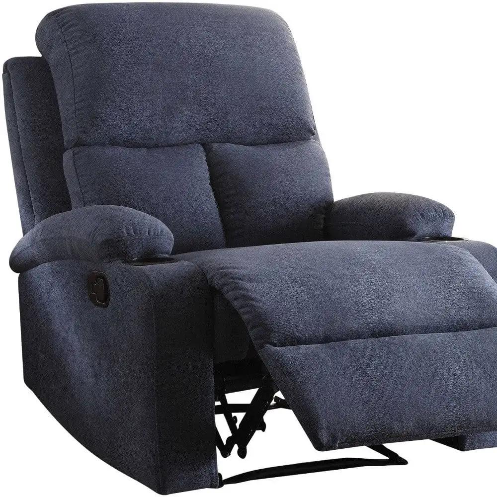 32" Blue Linen Recliner - Homeroots - Flyclothing LLC