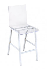 39" Clear And Silver Acrylic And Metal Counter Height Bar Chair - Homeroots - Flyclothing LLC