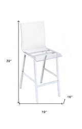 39" Clear And Silver Acrylic And Metal Counter Height Bar Chair - Homeroots - Flyclothing LLC