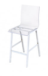 39" Clear And Silver Acrylic And Metal Counter Height Bar Chair - Homeroots - Flyclothing LLC