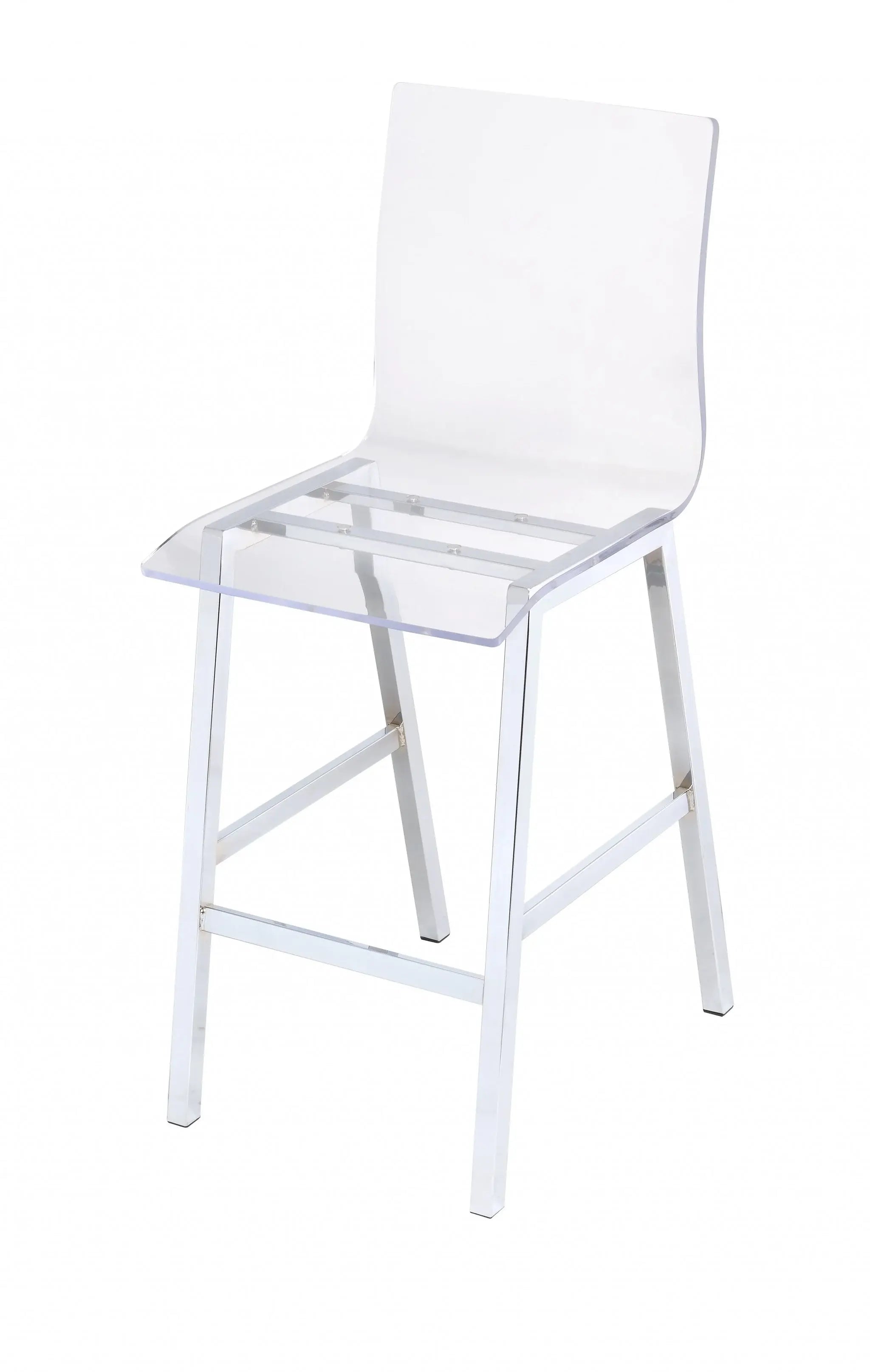 39" Clear And Silver Acrylic And Metal Counter Height Bar Chair - Homeroots - Flyclothing LLC