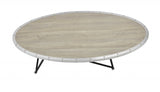 46" Natural And Black Iron Round Coffee Table - Homeroots