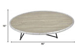 46" Natural And Black Iron Round Coffee Table - Homeroots - Flyclothing LLC